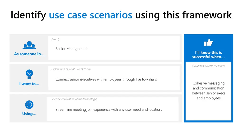 identify use case scenarios using this framework 10