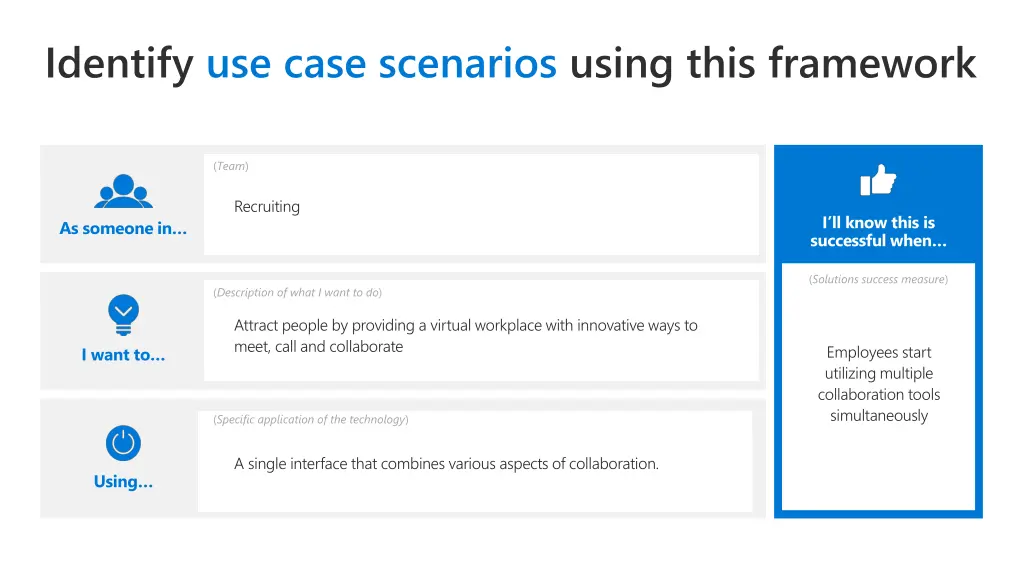 identify use case scenarios using this framework 4