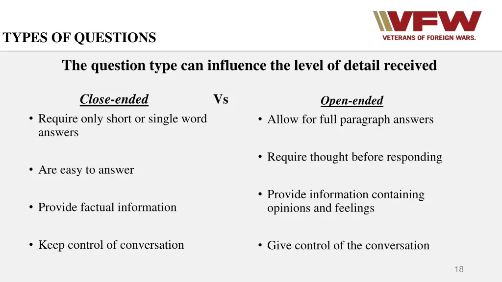 types of questions