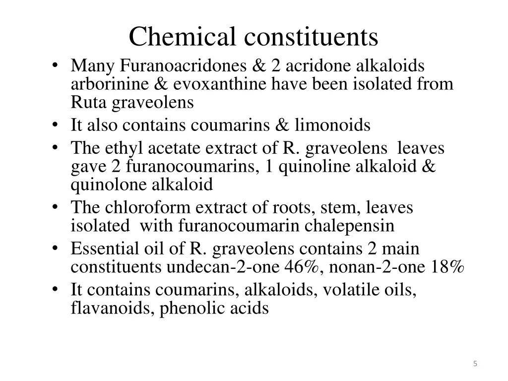 chemical constituents many furanoacridones