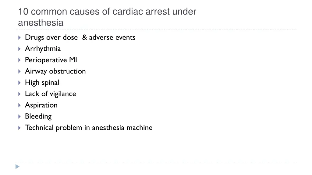 10 common causes of cardiac arrest under