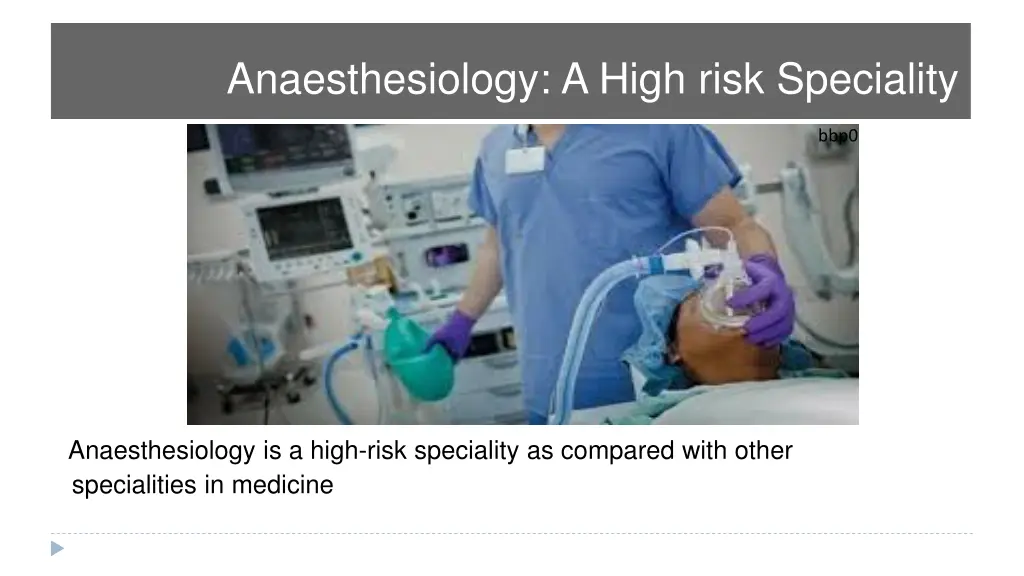 anaesthesiology a high risk speciality