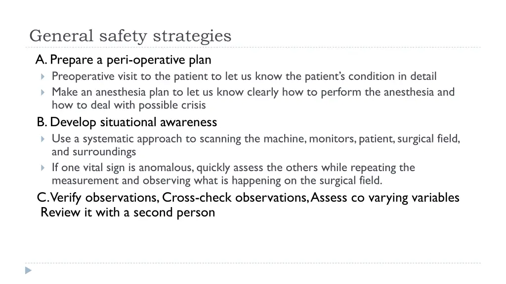 general safety strategies a prepare a peri