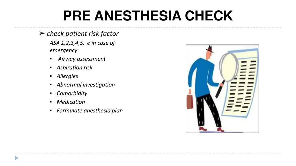 pre anesthesia check