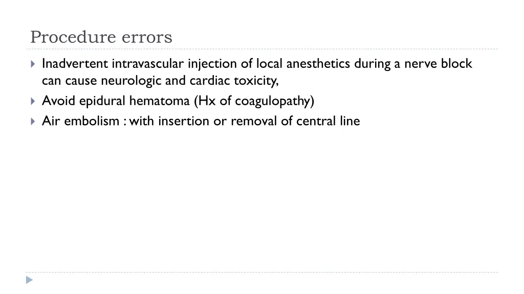 procedure errors