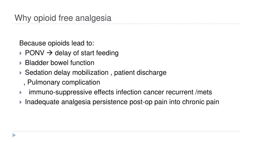 why opioid free analgesia