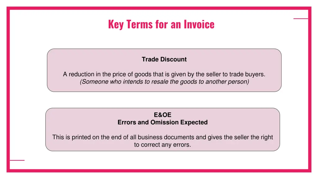 key terms for an invoice