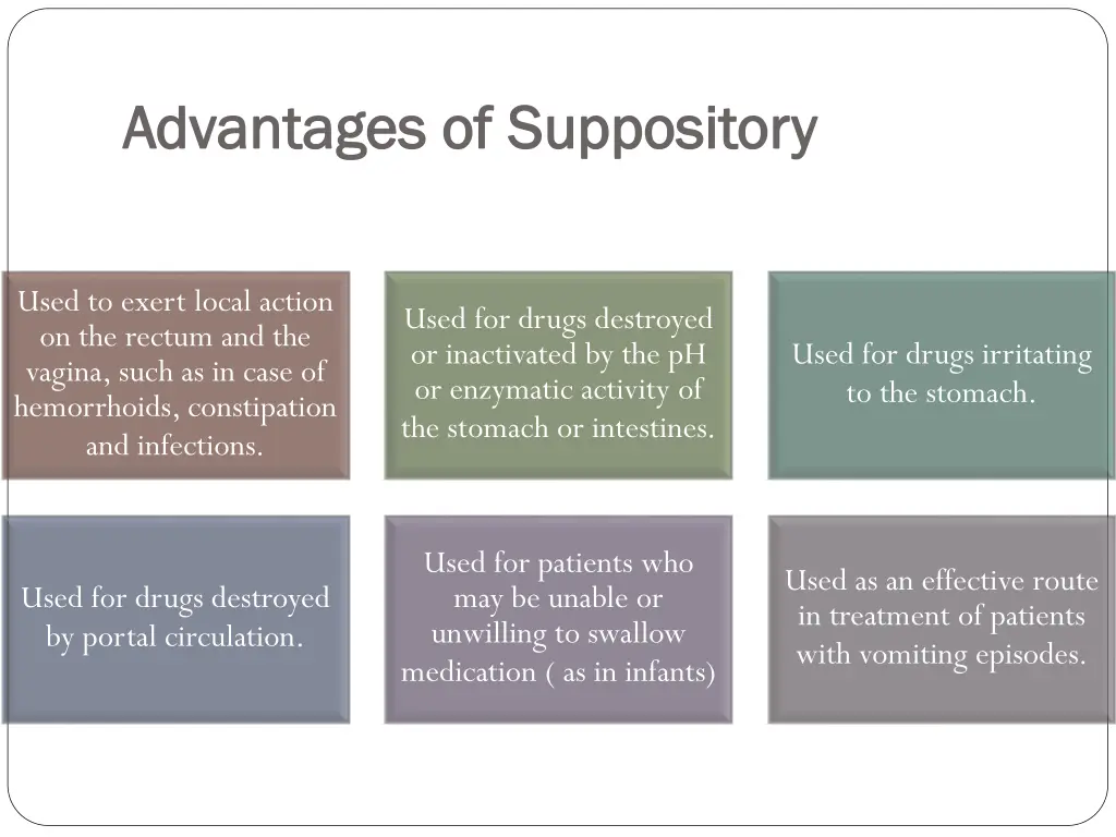 advantages of suppository advantages