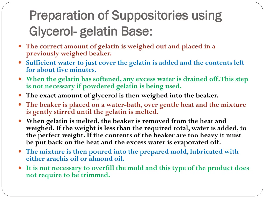 preparation of suppositories using preparation 1