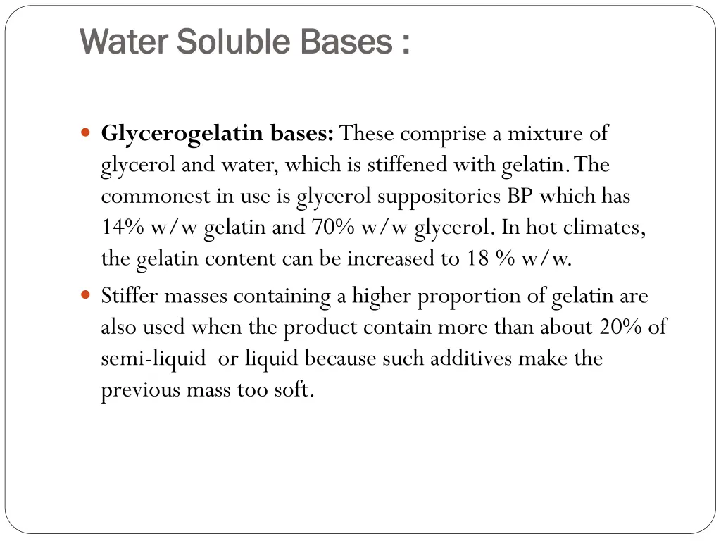 water soluble bases water soluble bases