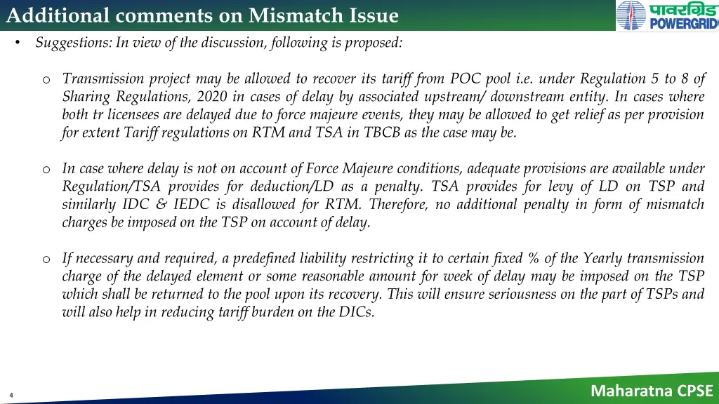 additional comments on mismatch issue suggestions