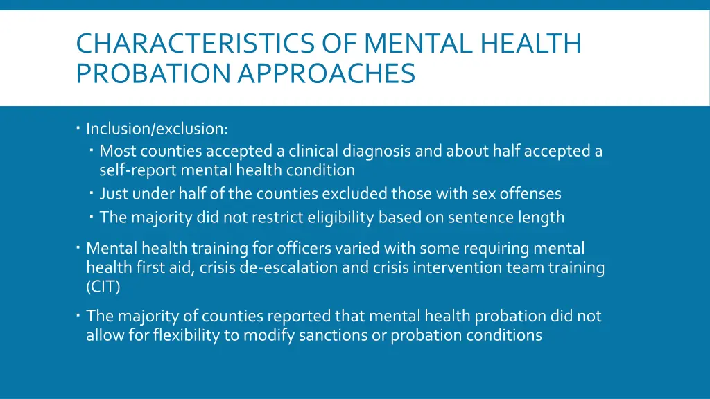 characteristics of mental health probation