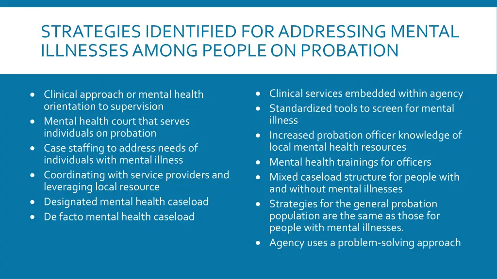 strategies identified for addressing mental