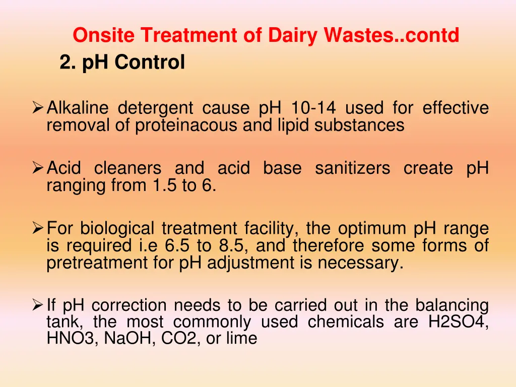 onsite treatment of dairy wastes contd