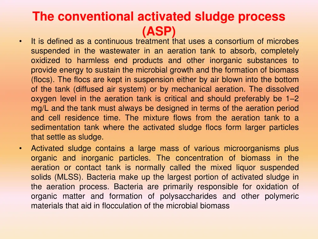 the conventional activated sludge process