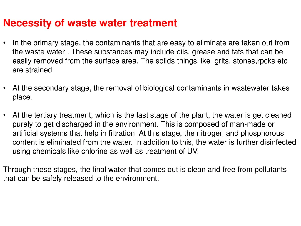 necessity of waste water treatment 1