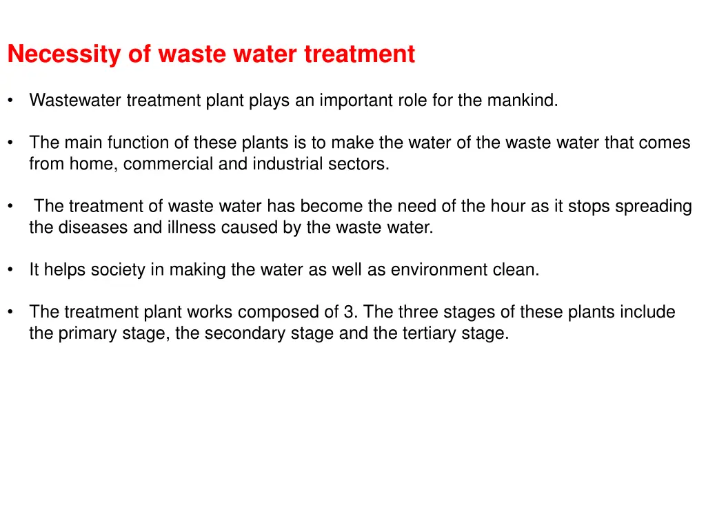 necessity of waste water treatment