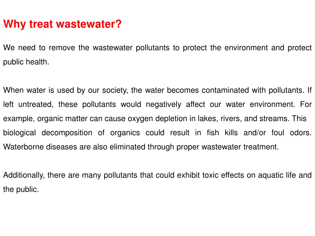 why treat wastewater