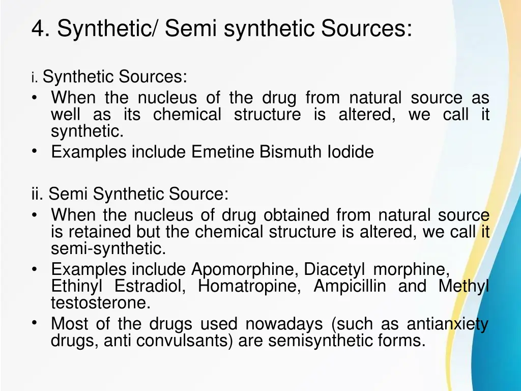 4 synthetic semi synthetic sources