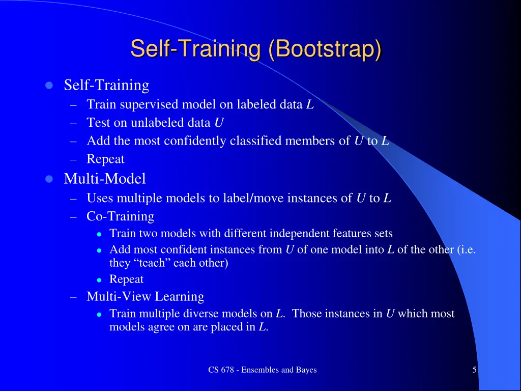 self training bootstrap