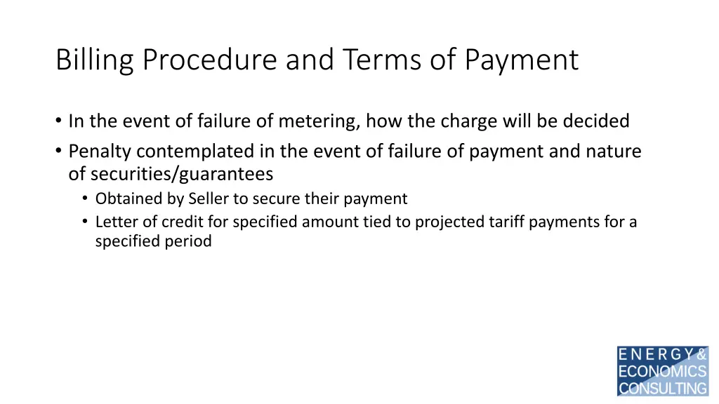 billing procedure and terms of payment