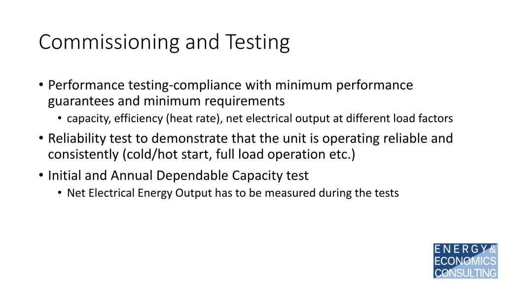 commissioning and testing