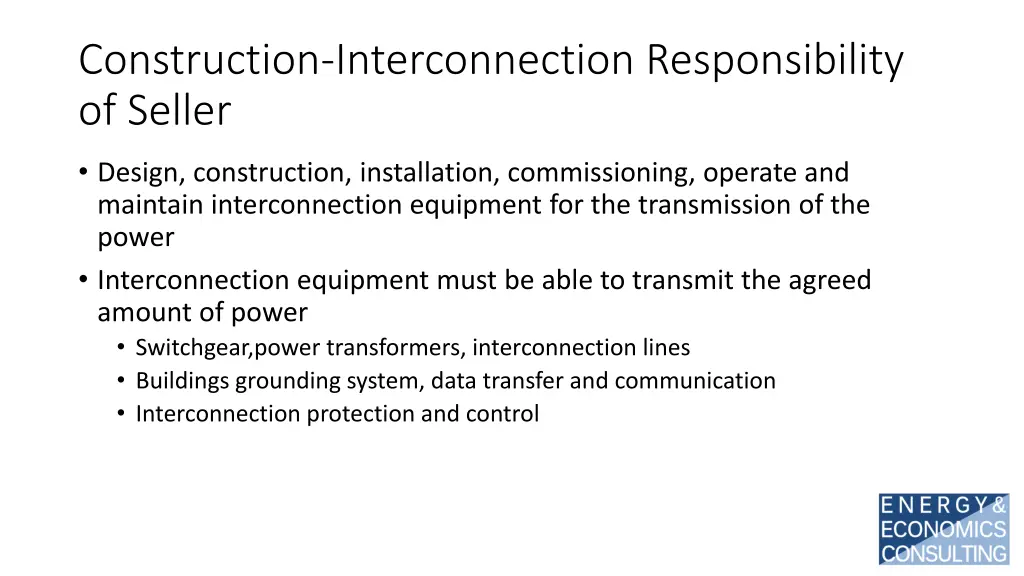 construction interconnection responsibility