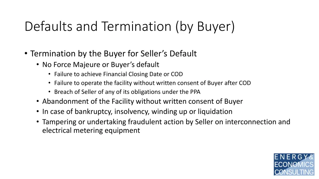 defaults and termination by buyer