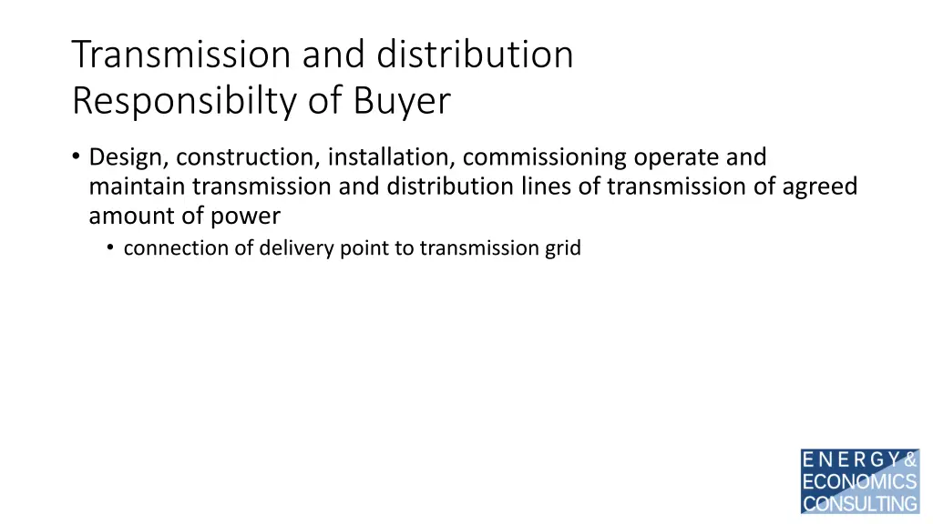 transmission and distribution responsibilty