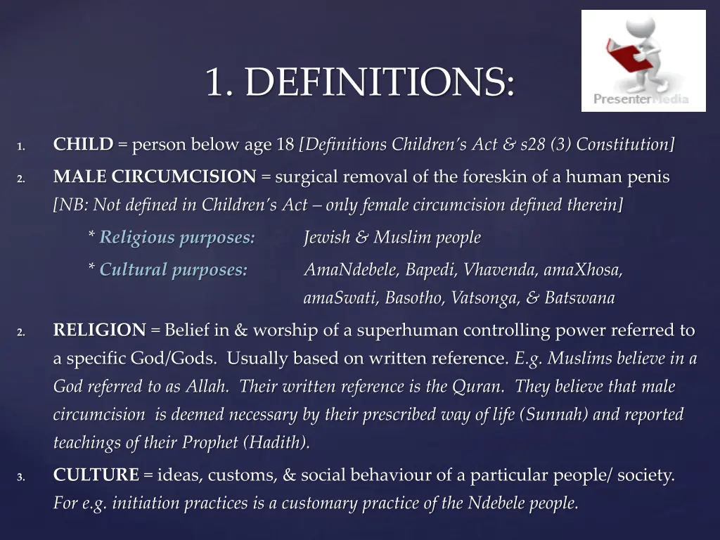 1 definitions