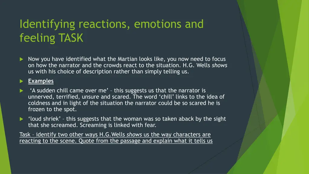 identifying reactions emotions and feeling task