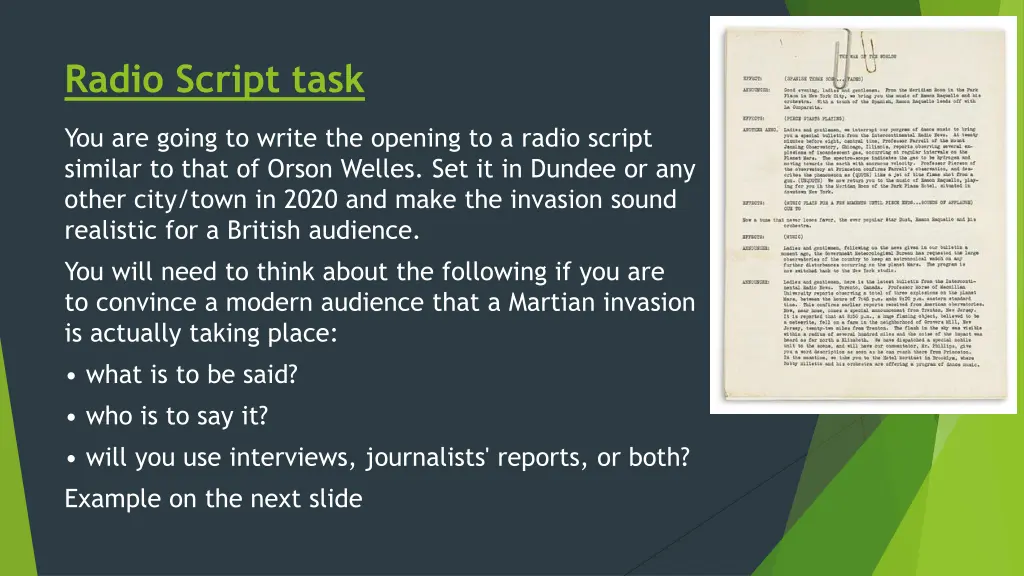 radio script task