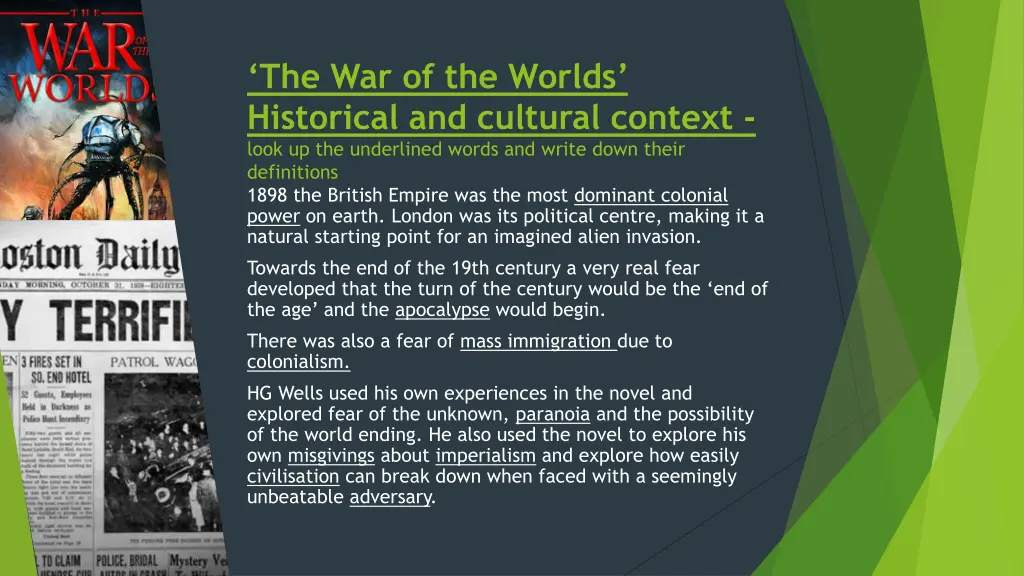 the war of the worlds historical and cultural