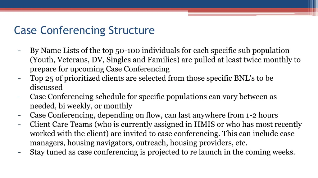 case conferencing structure