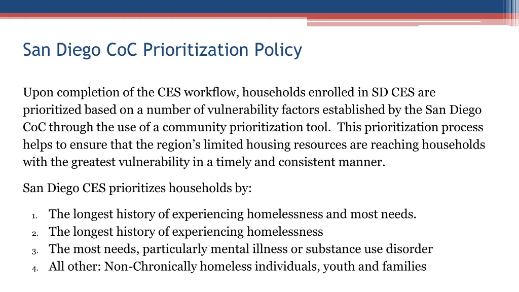 san diego coc prioritization policy