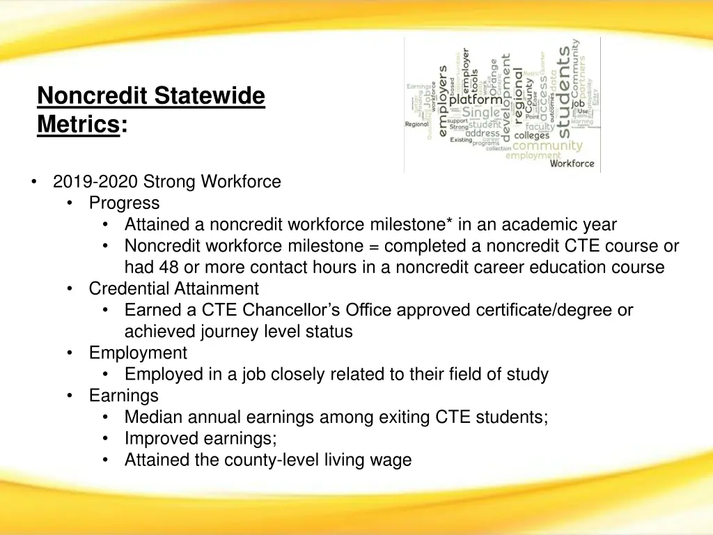 noncredit statewide metrics