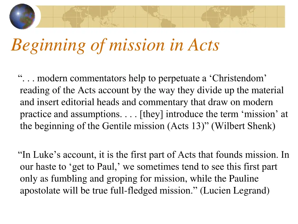 beginning of mission in acts