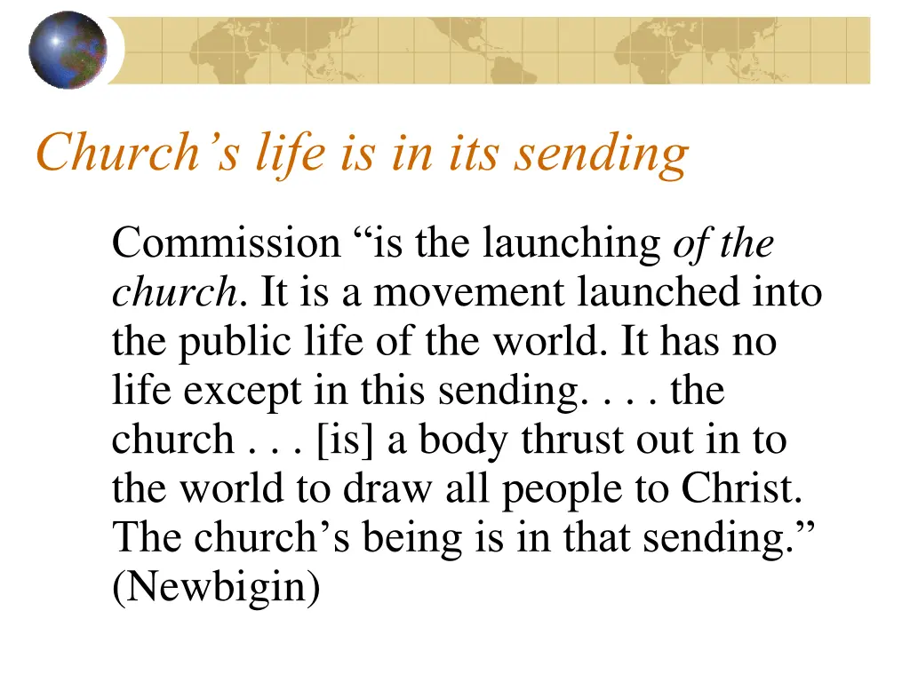 church s life is in its sending