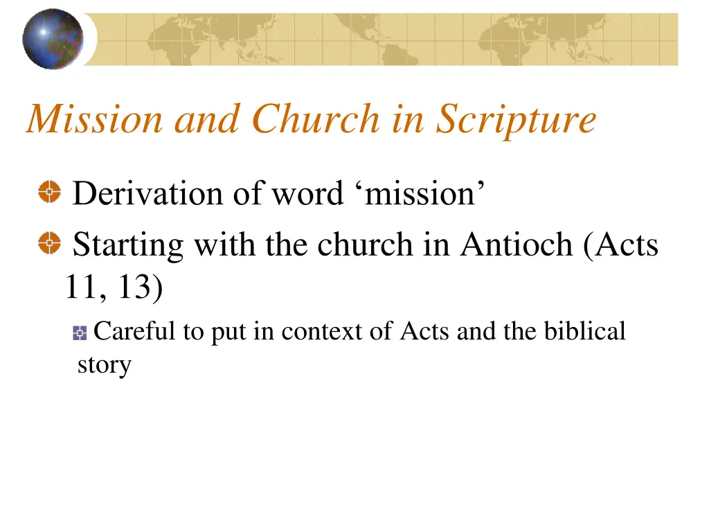 mission and church in scripture