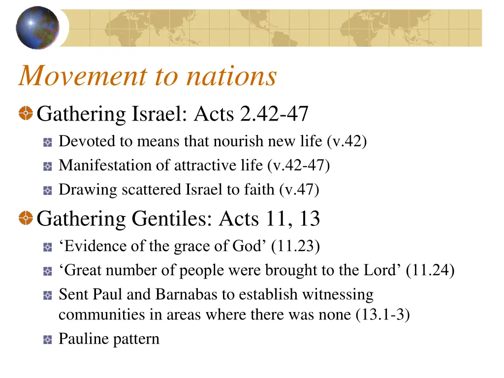 movement to nations gathering israel acts