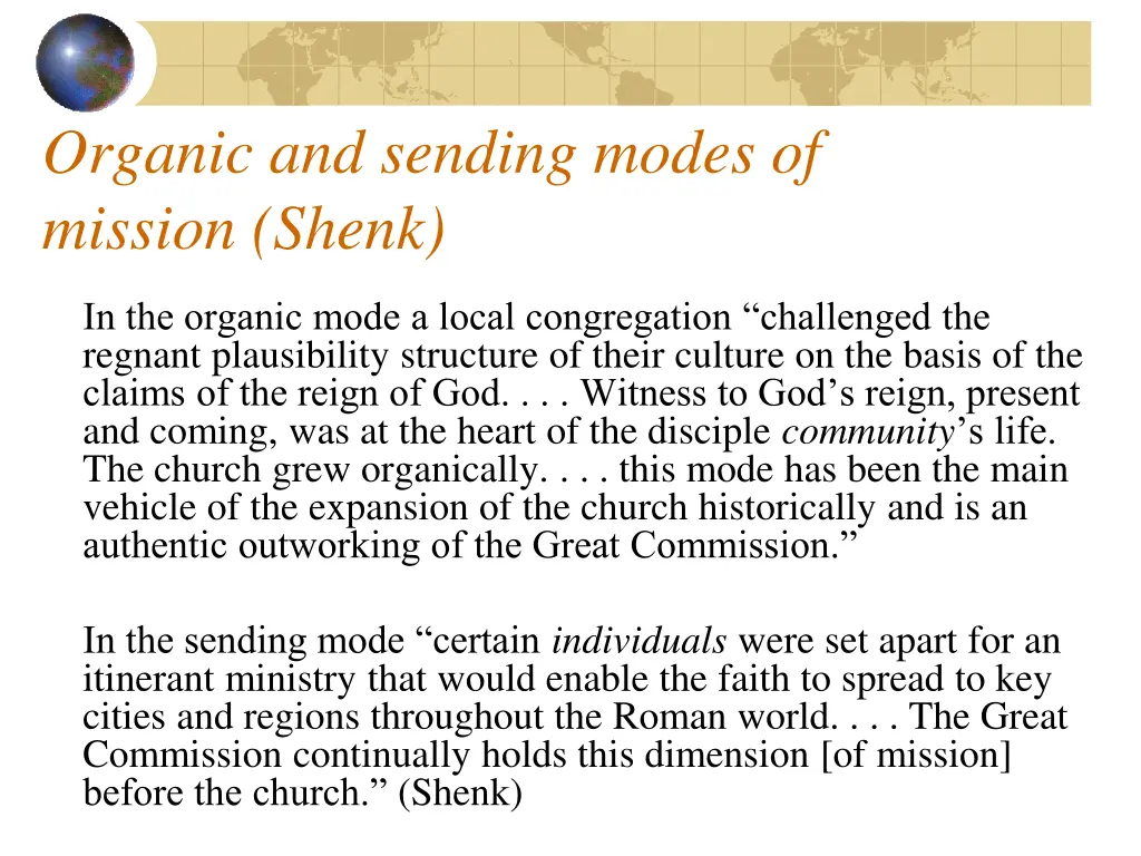 organic and sending modes of mission shenk