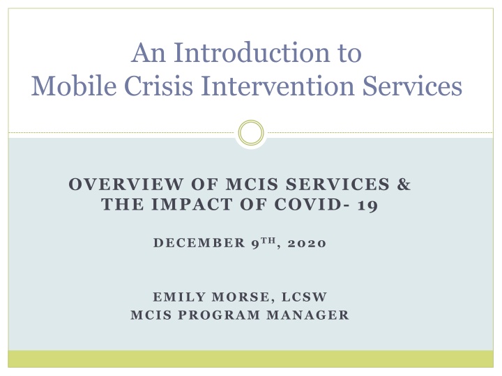 an introduction to mobile crisis intervention