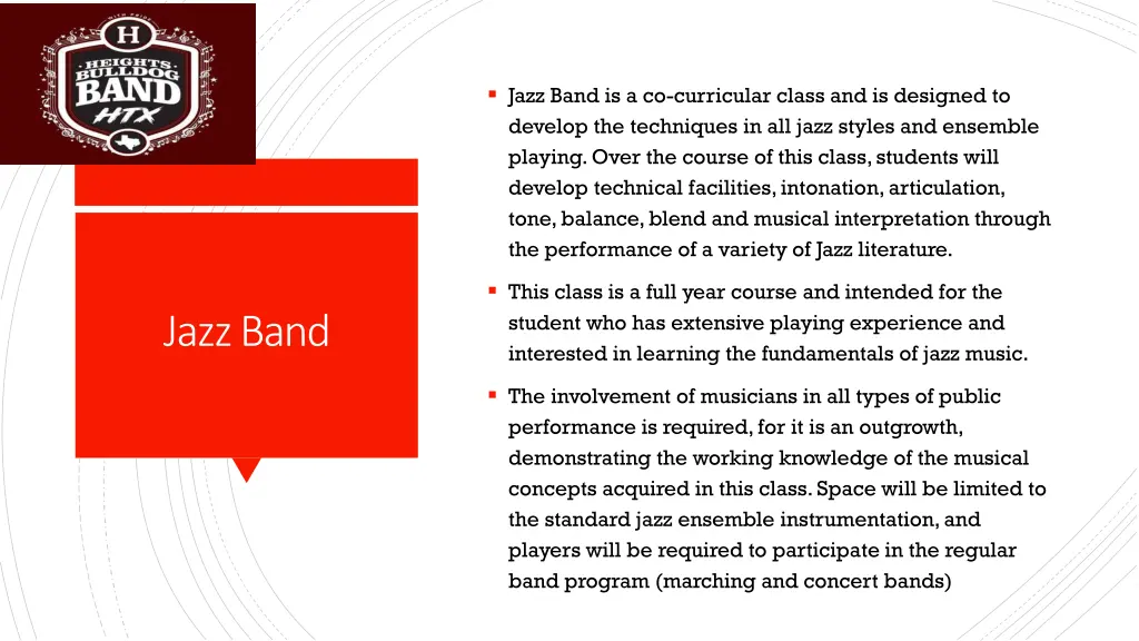 jazz band is a co curricular class