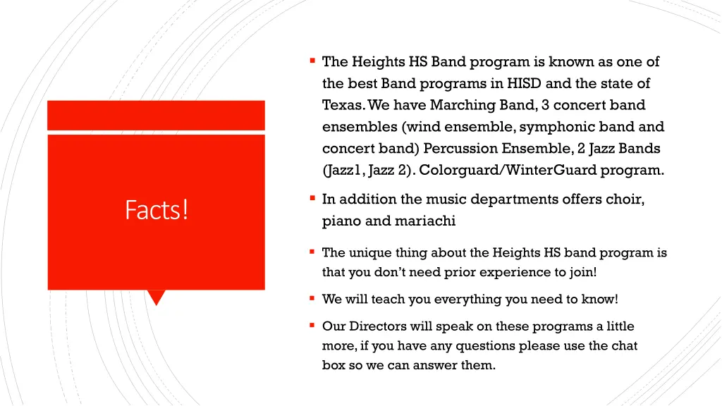 the heights hs band program is known