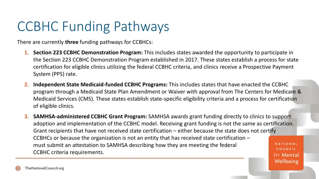 ccbhc funding pathways