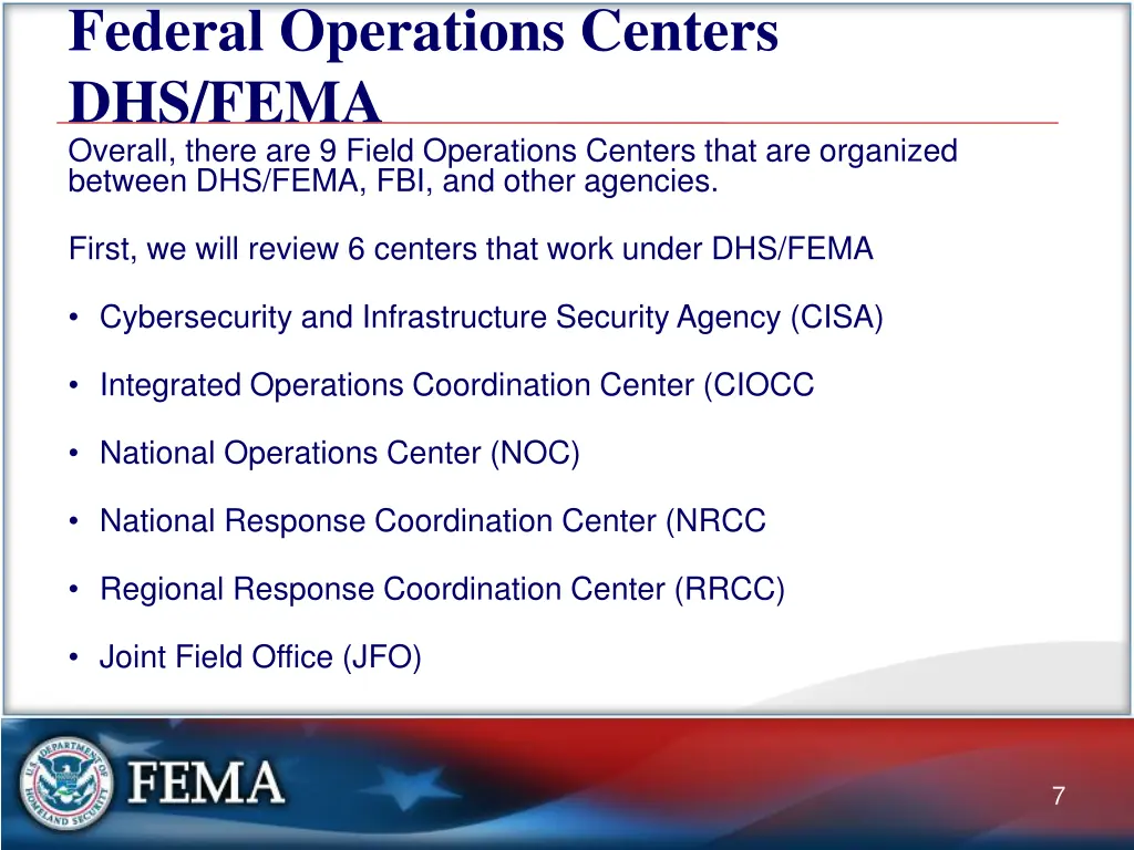 federal operations centers dhs fema overall there