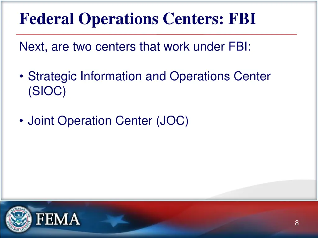 federal operations centers fbi