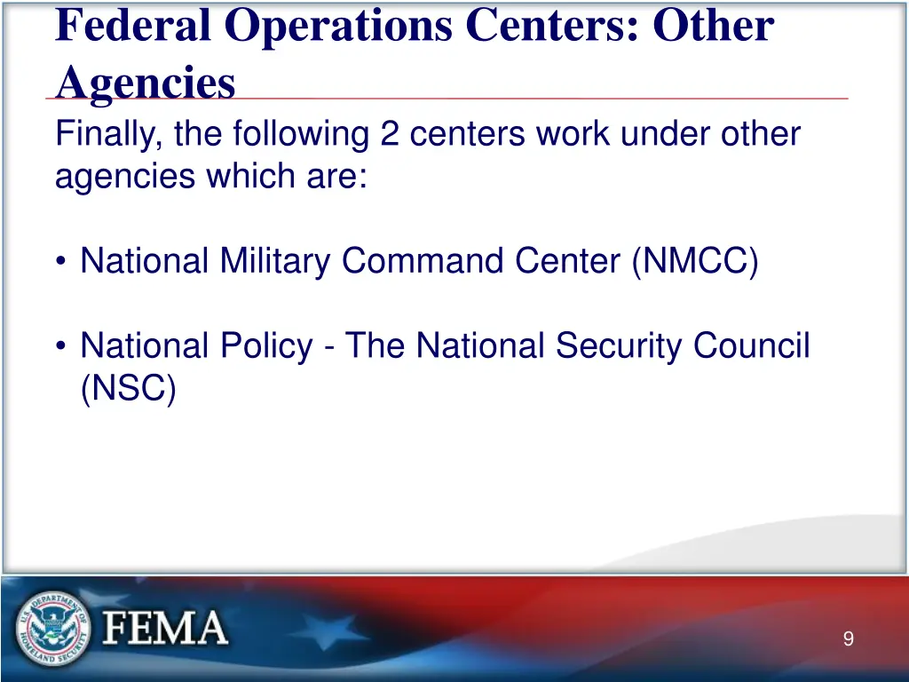 federal operations centers other agencies finally