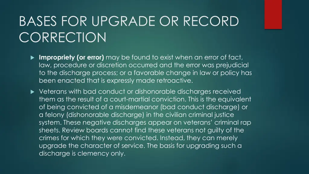 bases for upgrade or record correction 1