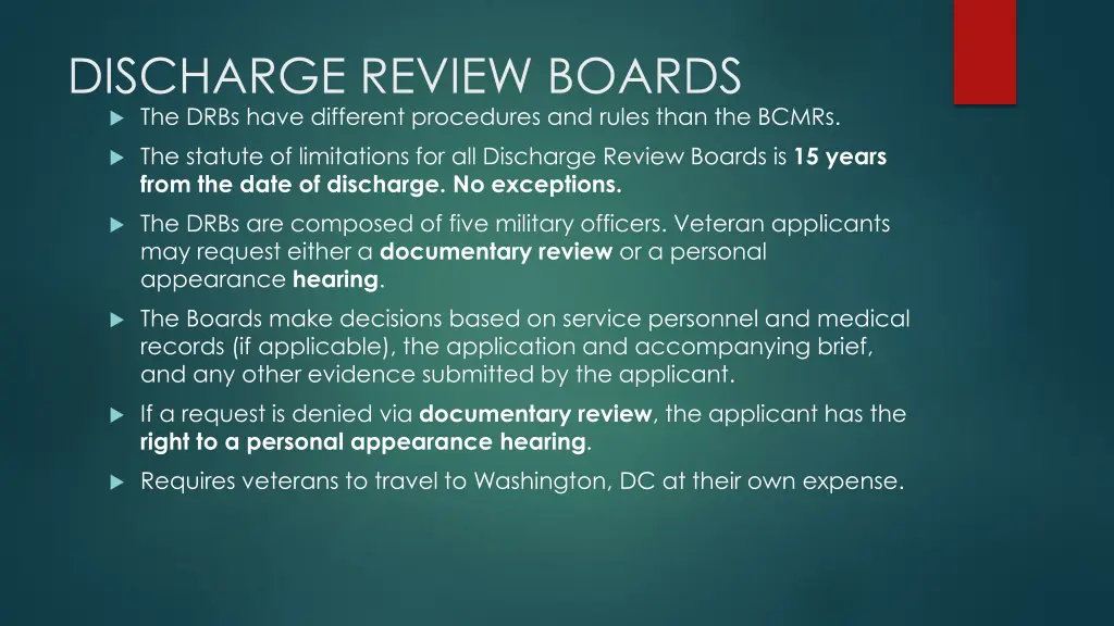 discharge review boards the drbs have different